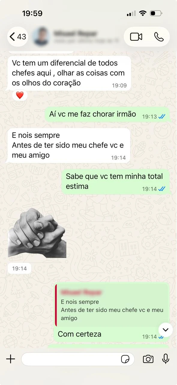 Depoimento de aluno no WhatsApp